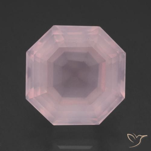 12.66ct Naturel Rose Quartz Rose, Taille émeraude, Transparent