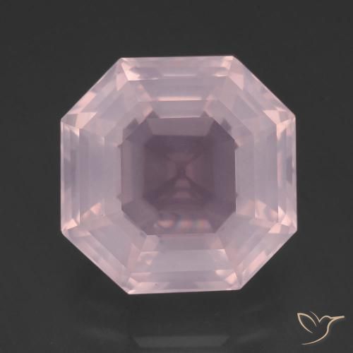 Quartz rose rose naturelle taille émeraude, 13,25 ct, transparent