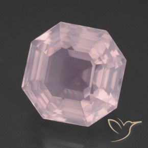 Quartz rose rose naturelle taille émeraude, 13,25 ct, transparent