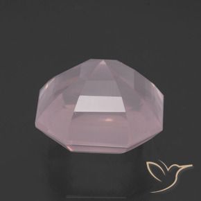 Quartz rose rose naturelle taille émeraude, 13,25 ct, transparent