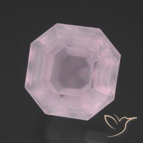 Quartz rose Rose clair naturelle Octogone / coupe Émeraude, 14.01 ct, Transparent