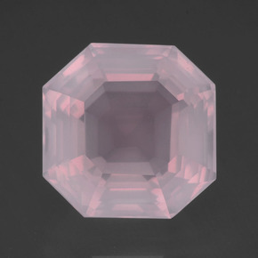 Quartz rose rose naturelle taille émeraude, 14,37 ct, transparent