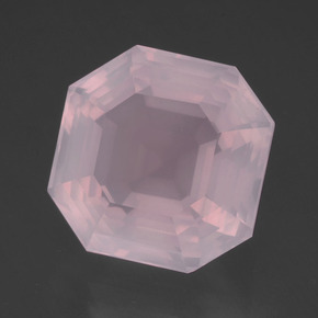 Quartz rose rose naturelle taille émeraude, 14,37 ct, transparent