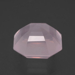 Quartz rose rose naturelle taille émeraude, 14,37 ct, transparent
