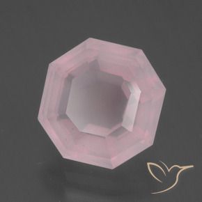 Quartz rose Rose léger naturelle Octogone / coupe Émeraude, 4.32 ct, Transparent