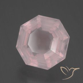 Quartz rose Rose léger naturelle Octogone / coupe Émeraude, 4.23 ct, Transparent