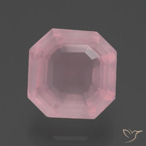 4.22ct Naturel Rose rosé moyen Quartz Rose, Taille émeraude, Transparent