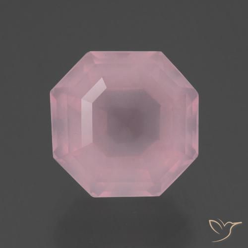 Quartz rose rose naturelle taille émeraude, 4,37 ct, transparent