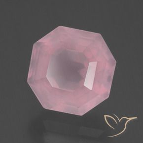 Quartz rose rose naturelle taille émeraude, 4,37 ct, transparent