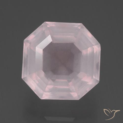 4.74ct Naturel Rose rosé très clair Quartz Rose, Taille émeraude, Transparent