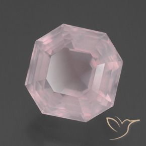 Quartz rose Rose rosé très clair naturelle Octogone / coupe Émeraude, 4.74 ct, Transparent
