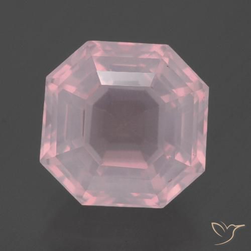 6.97ct Naturel Rose rosé moyen Quartz Rose, Taille émeraude, Transparent