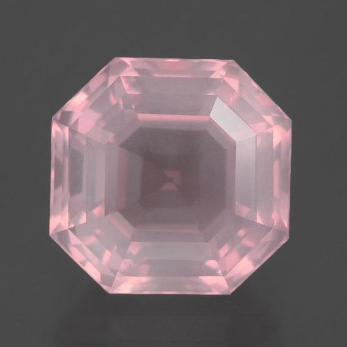 Quartz Rose Rose naturelle Taille émeraude, 7.61 ct, Transparent
