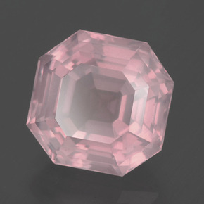 Quartz Rose Rose naturelle Taille émeraude, 7.61 ct, Transparent