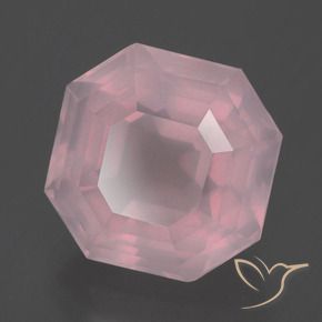 Quartz rose Rose naturelle Octogone / coupe Émeraude, 8.36 ct, Transparent