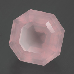 Quartz rose rose naturelle taille émeraude, 8,83 ct, transparent