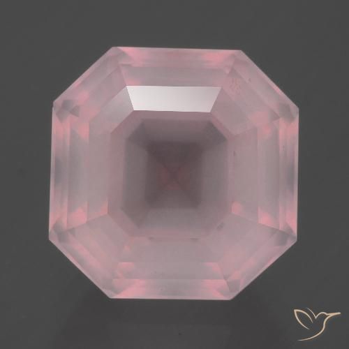 9.06ct Naturel Rose rosé moyen Quartz Rose, Taille émeraude, Transparent