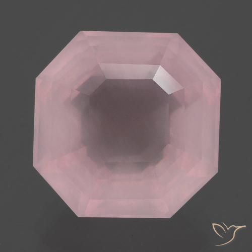 9.49ct Naturel Rose rosé moyen Quartz Rose, Taille émeraude, Transparent