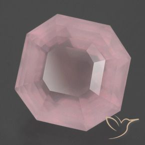 Quartz rose Rose rosé moyen naturelle Octogone / coupe Émeraude, 9.49 ct, Transparent