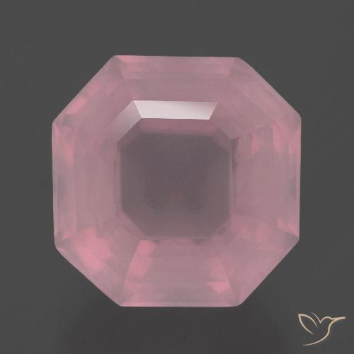 Quartz Rose Rose moyen naturelle Taille émeraude, 10.69 ct, Transparent
