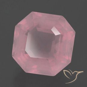 Quartz Rose Rose moyen naturelle Taille émeraude, 10.69 ct, Transparent