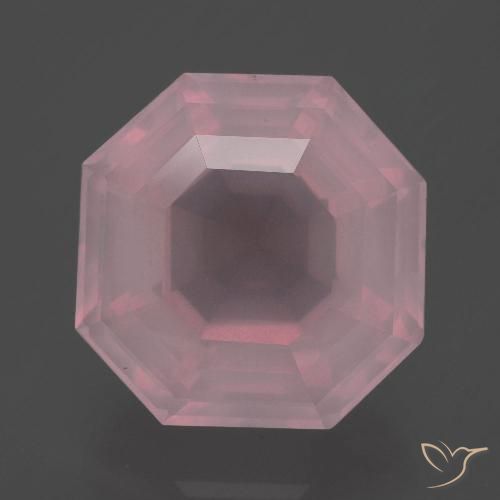 11.18ct Naturel Rose rosé moyen Quartz Rose, Taille émeraude, Transparent