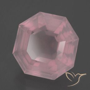 Quartz rose Rose rosé moyen naturelle Octogone / coupe Émeraude, 11.18 ct, Transparent