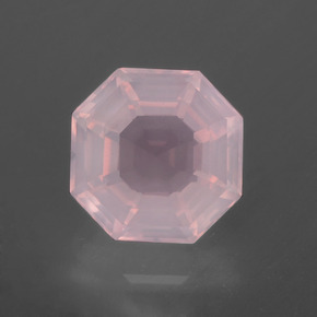 Quartz rose rose naturelle taille émeraude, 3,47 ct, transparent