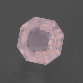 Quartz rose rose naturelle taille émeraude, 3,47 ct, transparent