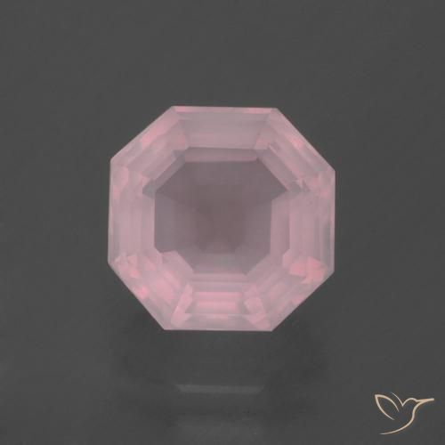 Quartz rose rose naturelle taille émeraude, 3,56 ct, transparent