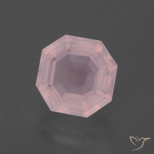 Quartz rose rose naturelle taille émeraude, 3,56 ct, transparent
