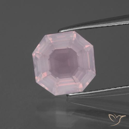Quartz Rose Rose naturelle Taille émeraude, 3.12 ct, Transparent