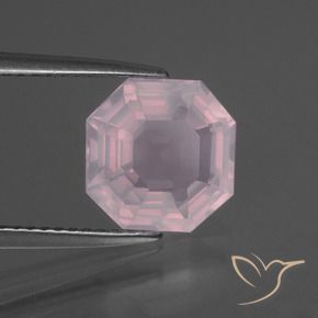 Quartz Rose Rose naturelle Taille émeraude, 3.12 ct, Transparent