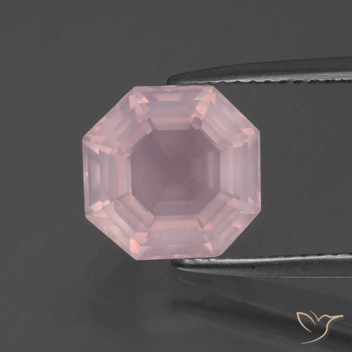3.55ct Naturel Rose rosé moyen Quartz Rose, Taille émeraude, Transparent