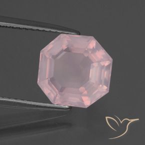 Quartz rose Rose rosé moyen naturelle Octogone / coupe Émeraude, 3.55 ct, Transparent