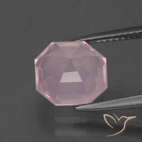 Quartz rose Rose rosé moyen naturelle Octogone / coupe Émeraude, 3.55 ct, Transparent