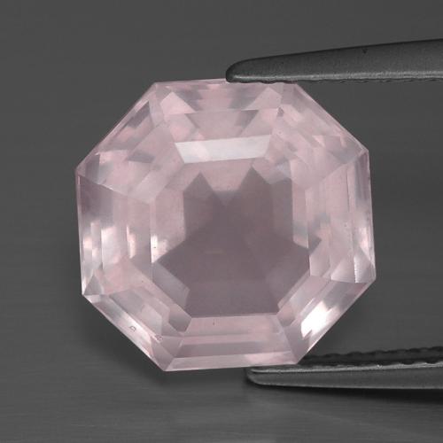 Quartz rose rose naturelle taille émeraude, 5,44 ct, transparent