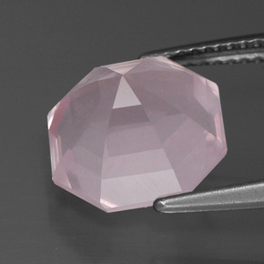 Quartz rose rose naturelle taille émeraude, 5,44 ct, transparent