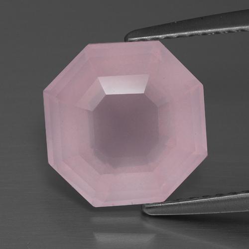 Quartz rose rose naturelle taille émeraude, 4,08 ct, transparent