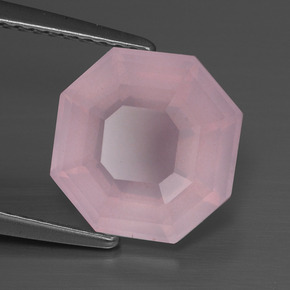 Quartz rose rose naturelle taille émeraude, 4,08 ct, transparent