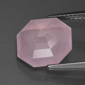 Quartz rose rose naturelle taille émeraude, 4,08 ct, transparent