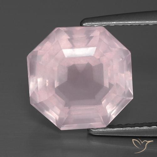 5.01ct Naturel Rose léger Quartz rose, Taille émeraude, Transparent