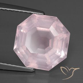 Quartz rose Rose léger naturelle Octogone / coupe Émeraude, 5.01 ct, Transparent