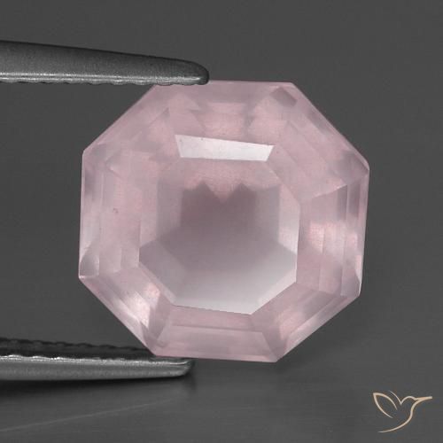5.01ct Naturel Rose léger Quartz rose, Taille émeraude, Transparent