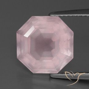 Quartz rose Rose léger naturelle Octogone / coupe Émeraude, 5.01 ct, Transparent