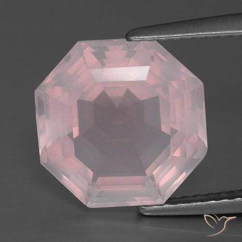 5.35ct Naturel Rose très clair Quartz Rose, Taille émeraude, Transparent