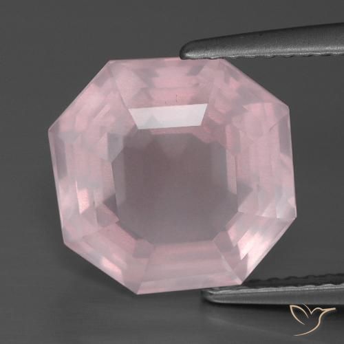 5.56ct Naturel Rose léger Quartz Rose, Taille émeraude, Transparent