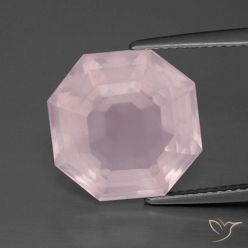 9.74ct Naturel Rose clair Quartz Rose, Taille émeraude, Transparent