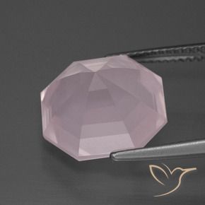Quartz rose Rose clair naturelle Octogone / coupe Émeraude, 9.74 ct, Transparent