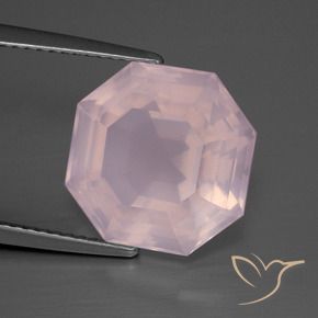 Quartz rose Rose bubblegum naturelle Octogone / coupe Émeraude, 8.35 ct, Transparent